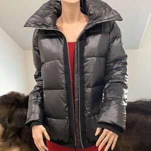 New BCBGMAXAZRIA  Womens Patent Quilted Puffer Down Jacket